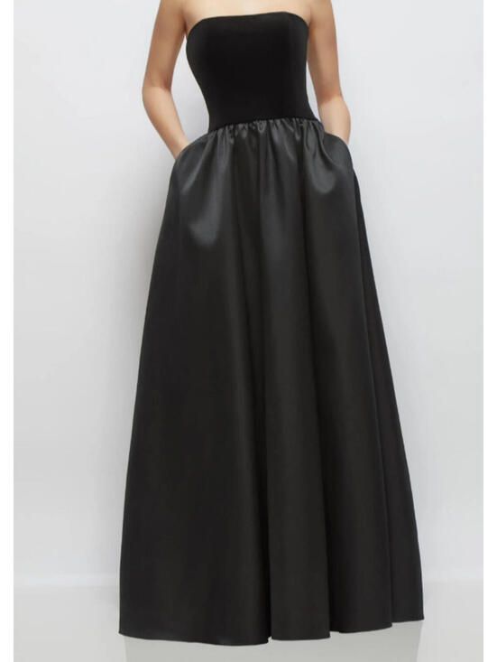 Dessy Collection Dresses & Skirts - New, Dessy Collection Strapless Mixed Media Gown in Black Sz 10 #LD0247